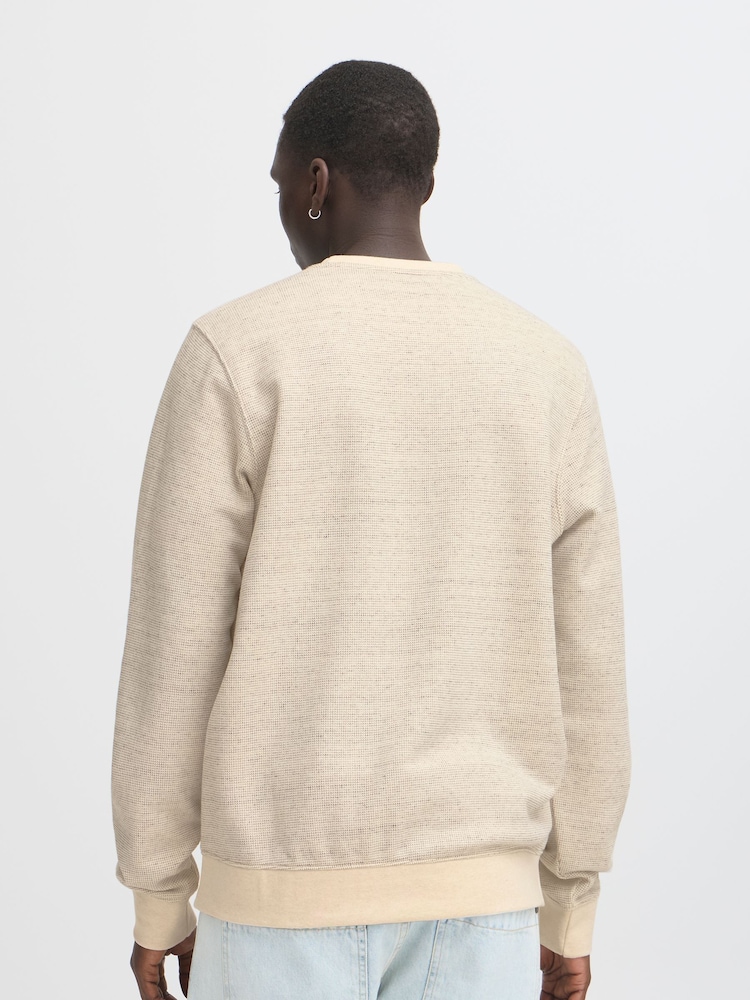 Blend Cream Sand Woven Crew Neck Sweater - Image 4 of 5
