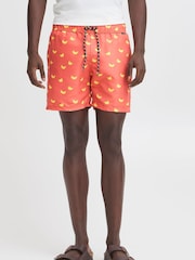 Blend Red Soft Banana Print Swim Shorts - Image 1 of 5