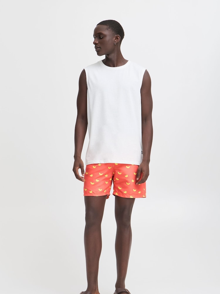 Blend Red Soft Banana Print Swim Shorts - Image 3 of 5