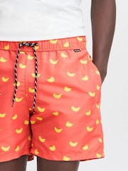 Blend Red Soft Banana Print Swim Shorts - Image 4 of 5