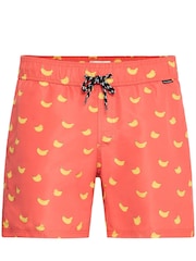Blend Red Soft Banana Print Swim Shorts - Image 5 of 5