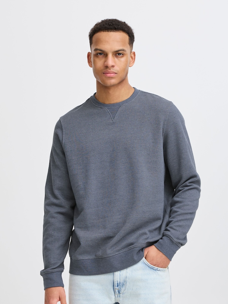 Blend Blue Sand Woven Crew Neck Sweater - Image 1 of 5