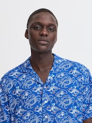 Blend Nautical Blue Crab Print Resort Short Sleeve Shirt - Image 3 of 5