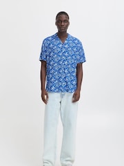Blend Nautical Blue Crab Print Resort Short Sleeve Shirt - Image 4 of 5
