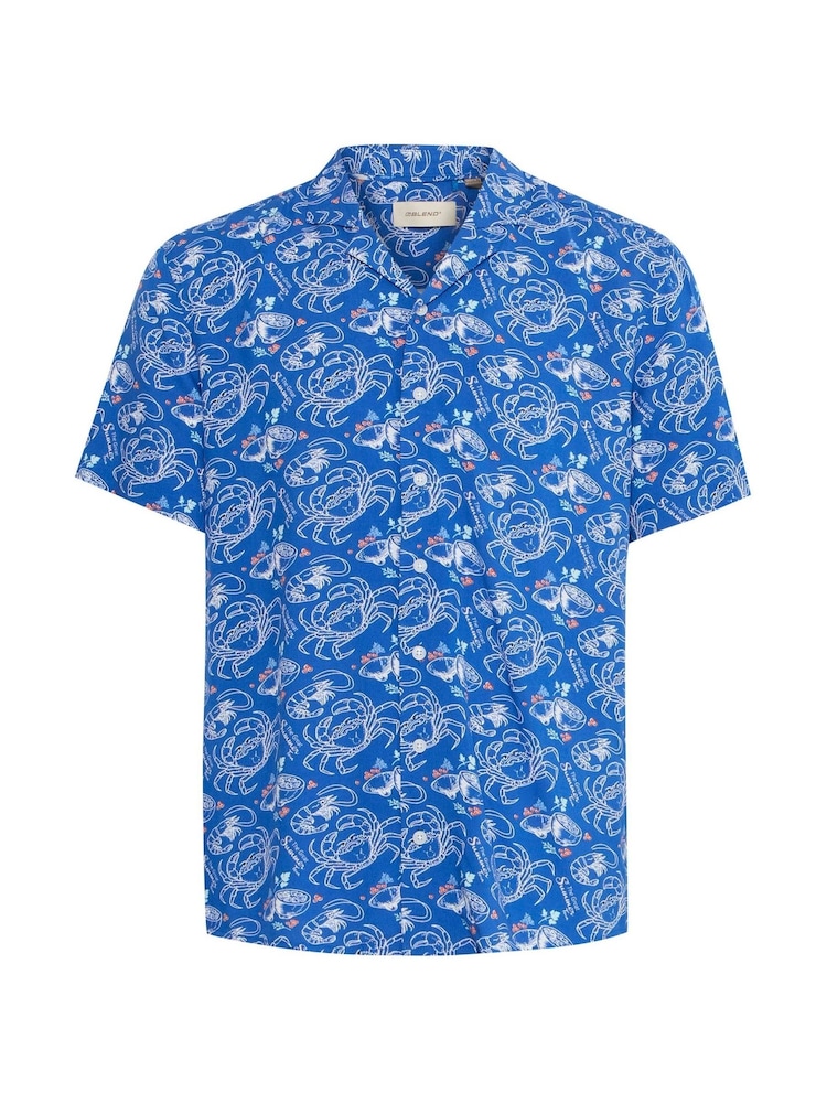 Blend Nautical Blue Crab Print Resort Short Sleeve Shirt - Image 5 of 5