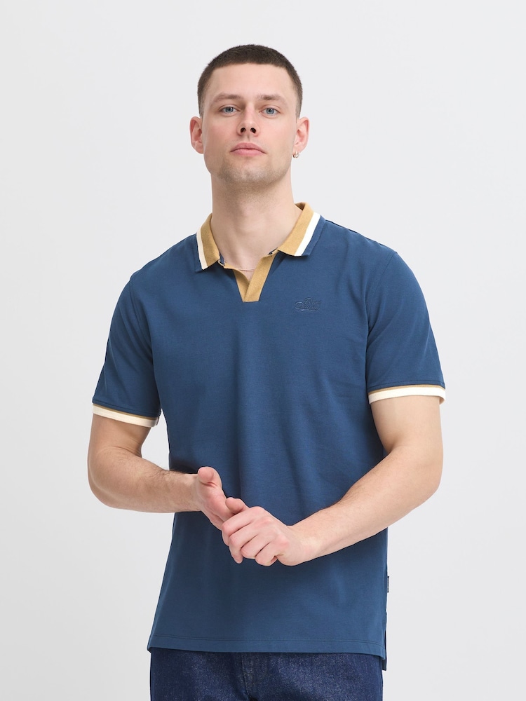 Blend Blue Resort Short Sleeve 100% Cotton Polo Shirt - Image 1 of 5