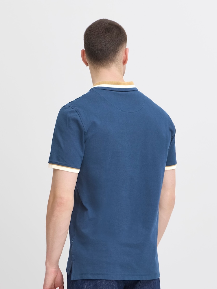 Blend Blue Resort Short Sleeve 100% Cotton Polo Shirt - Image 2 of 5