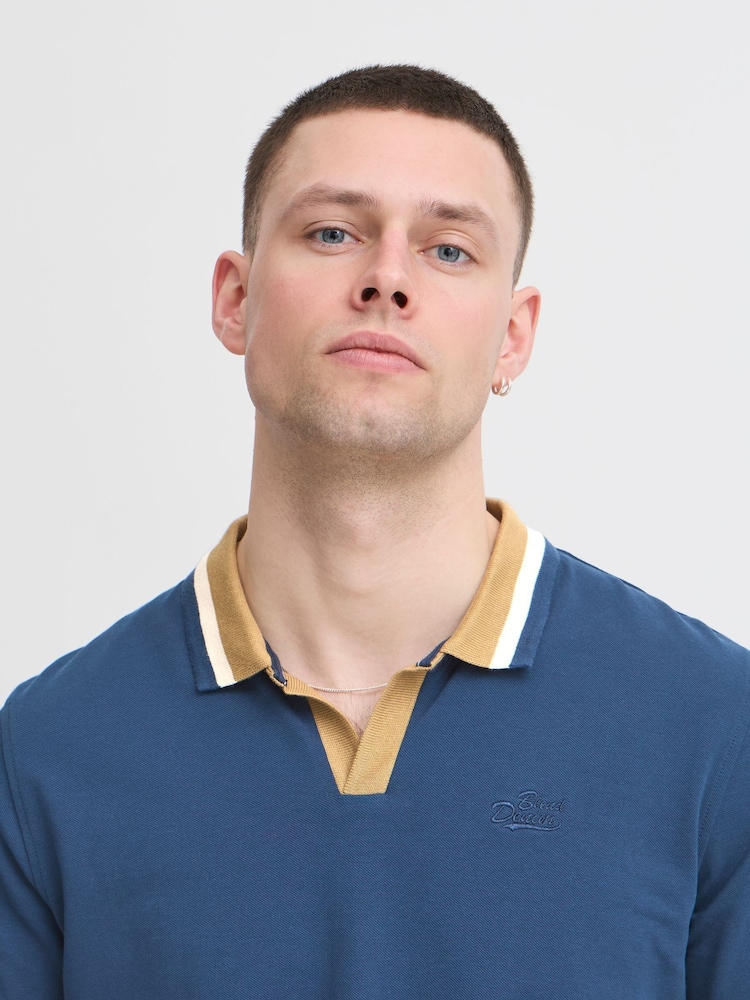 Blend Blue Resort Short Sleeve 100% Cotton Polo Shirt - Image 3 of 5
