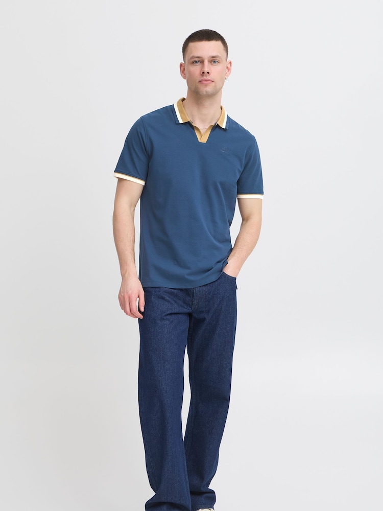 Blend Blue Resort Short Sleeve 100% Cotton Polo Shirt - Image 4 of 5