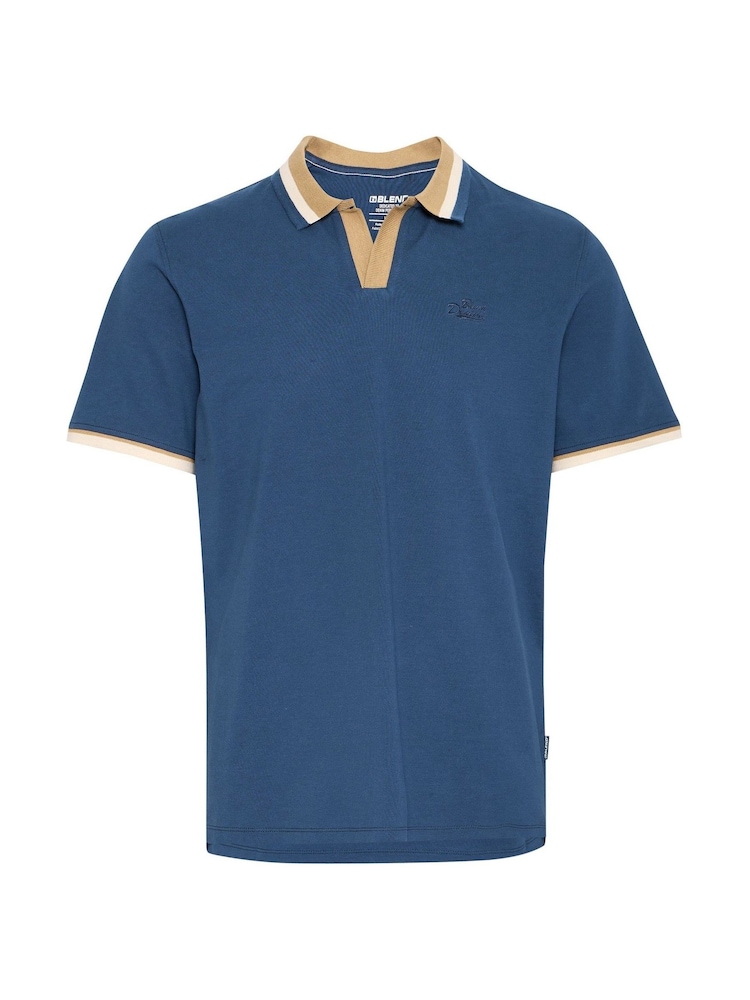 Blend Blue Resort Short Sleeve 100% Cotton Polo Shirt - Image 5 of 5