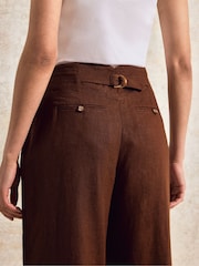 Ro&Zo Brown Petite Linen Blend Trousers - Image 3 of 4