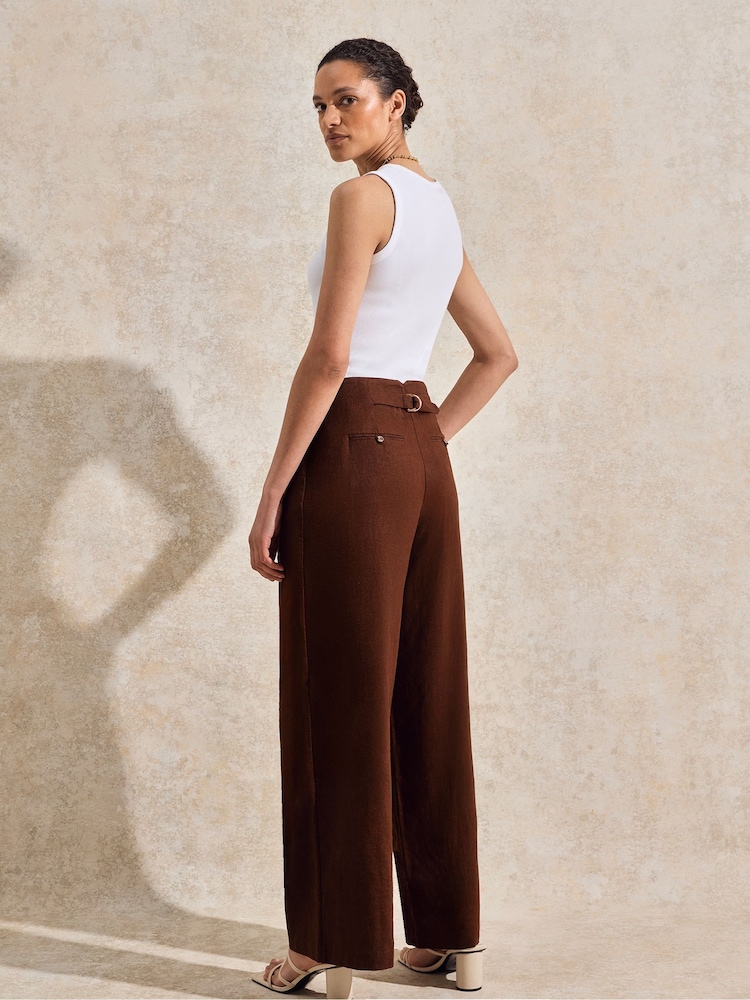 Ro&Zo Brown Petite Linen Blend Trousers - Image 4 of 4