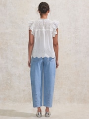 Ro&Zo Broderie Flutter Sleeve 100% Cotton Top - Imagen 4 de 4