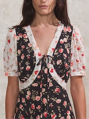 Ro&Zo Black Petite Mix And Match Rose Ditsy Dress - Image 3 of 4