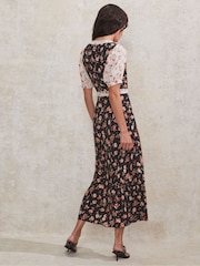 Ro&Zo Black Petite Mix And Match Rose Ditsy Dress - Image 4 of 4