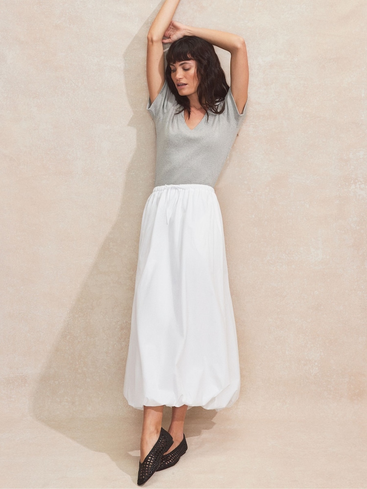 Ro&Zo White 100% Cotton Bubble Hem Skirt - Image 2 of 5