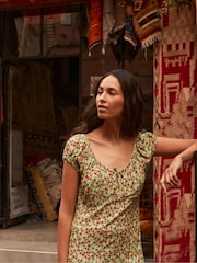 Ro&Zo Green Gathered Neckline Midi Dress - Image 3 of 6