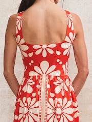 Ro&Zo Red Placement Square Neck Dress - Image 4 of 5
