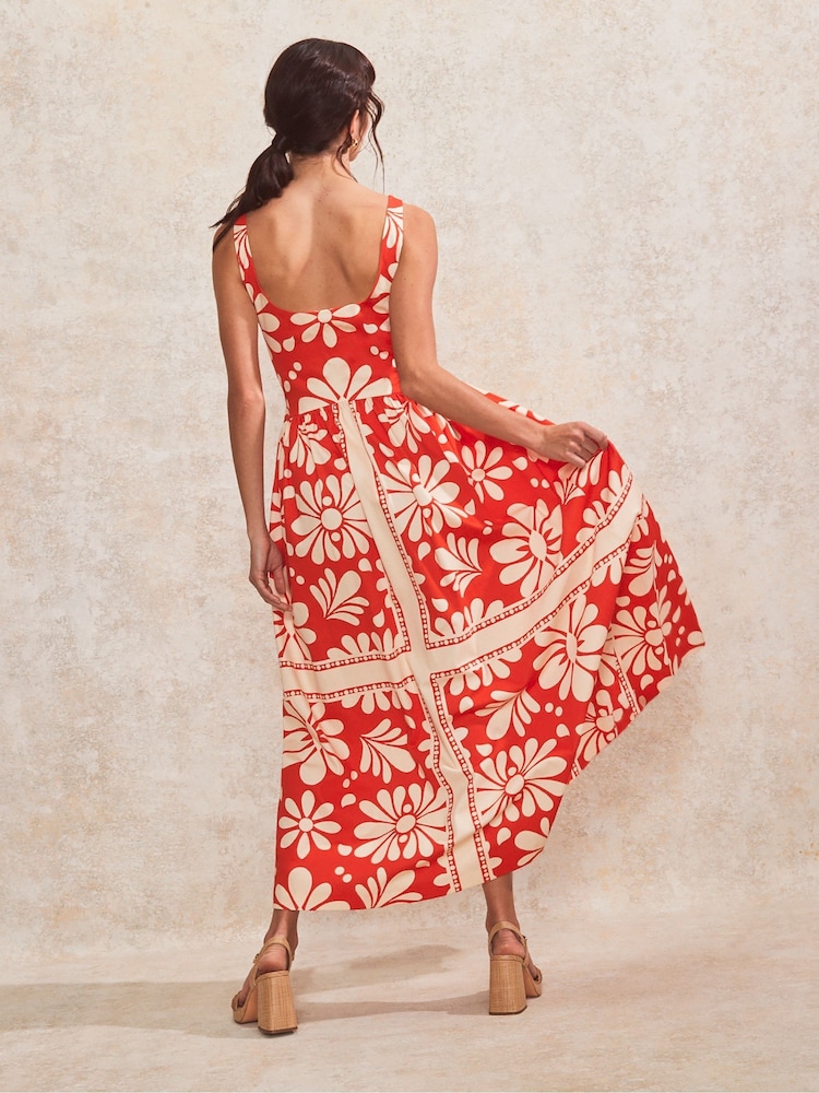 Ro&Zo Red Placement Square Neck Dress - Image 5 of 5
