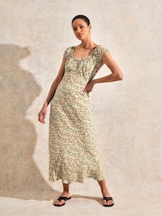Ro&Zo Green Petite Gathered Neckline Midi Dress - Image 1 of 3