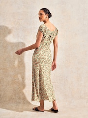 Ro&Zo Green Petite Gathered Neckline Midi Dress - Image 2 of 3