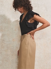 Ro&Zo Natural 100% Cotton Petite Turn Up Hem Chinos Trousers - Image 3 of 4