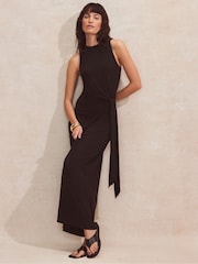 Ro&Zo Black Petite Jersey Tie Front Dress - Image 1 of 4