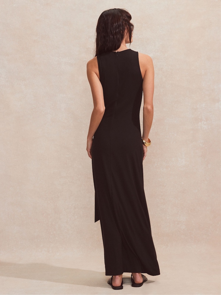 Ro&Zo Black Petite Jersey Tie Front Dress - Image 4 of 4