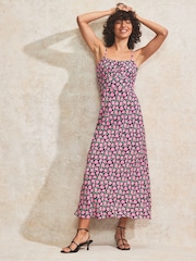 Ro&Zo Pink Printed Piping Detail Strappy Dress - Image 1 of 4