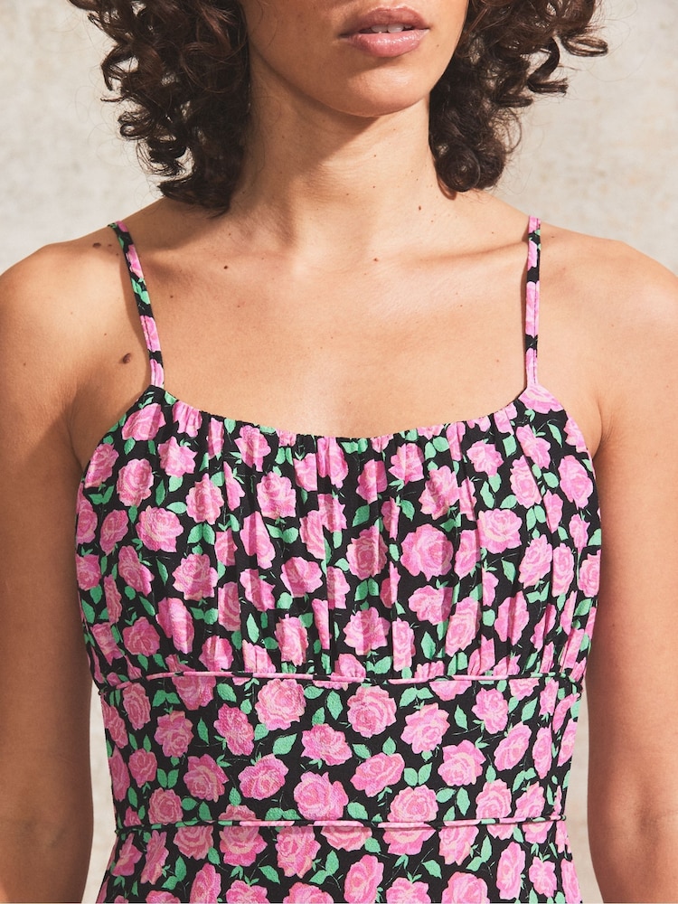 Ro&Zo Pink Printed Piping Detail Strappy Dress - Image 2 of 4