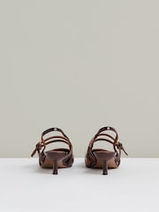 Reiss Oxblood Isla Leather Slingback Buckle Court Shoes - Image 3 of 4