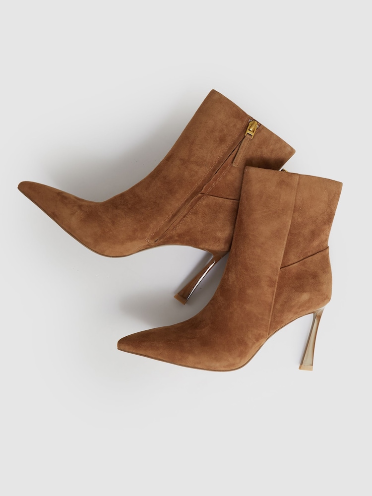 Buy Reiss Tan Carina High Heeled Leather Ankle Boots from Next