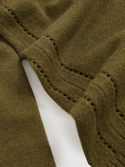 Reiss Khaki Green Anya Wool-Blend Open-Stitch Jumper with Cashmere - Image 5 of 5