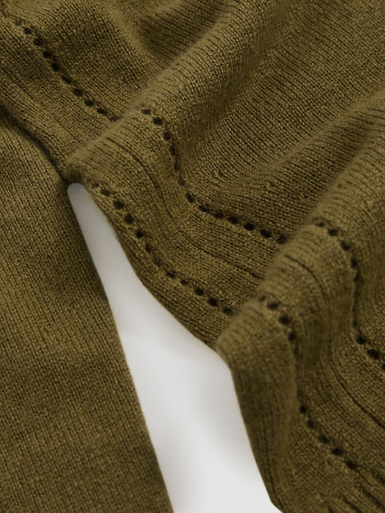 Reiss Khaki Green Anya Wool-Blend Open-Stitch Jumper with Cashmere - Image 5 of 5