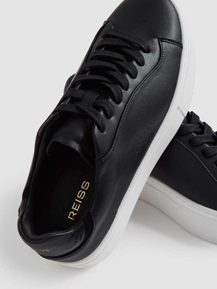 Reiss Black Francesca Leather Low Top Trainers - Image 5 of 5