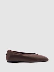Reiss Brown Dina Nappa Leather Ballet Flats - Image 1 of 5