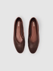Reiss Brown Dina Nappa Leather Ballet Flats - Image 3 of 5