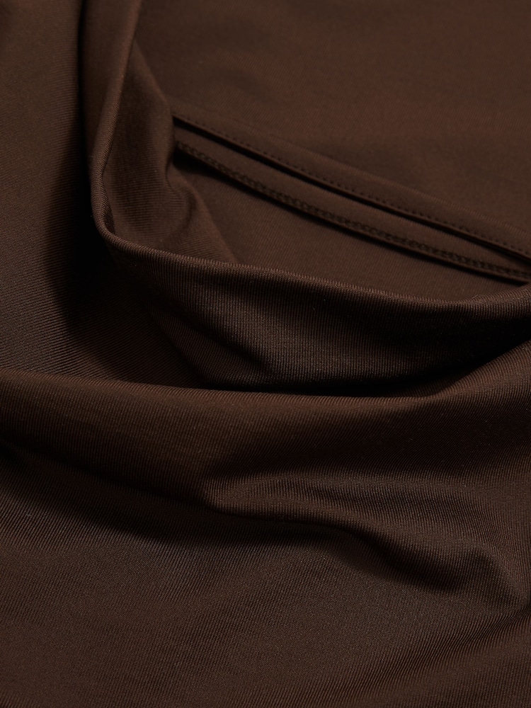 Reiss Chocolate Brown Nadia Ruched Jersey Cowl Back Vest - Image 6 of 6