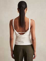 Reiss White Nadia Ruched Jersey Cowl Back Vest - Image 5 of 6