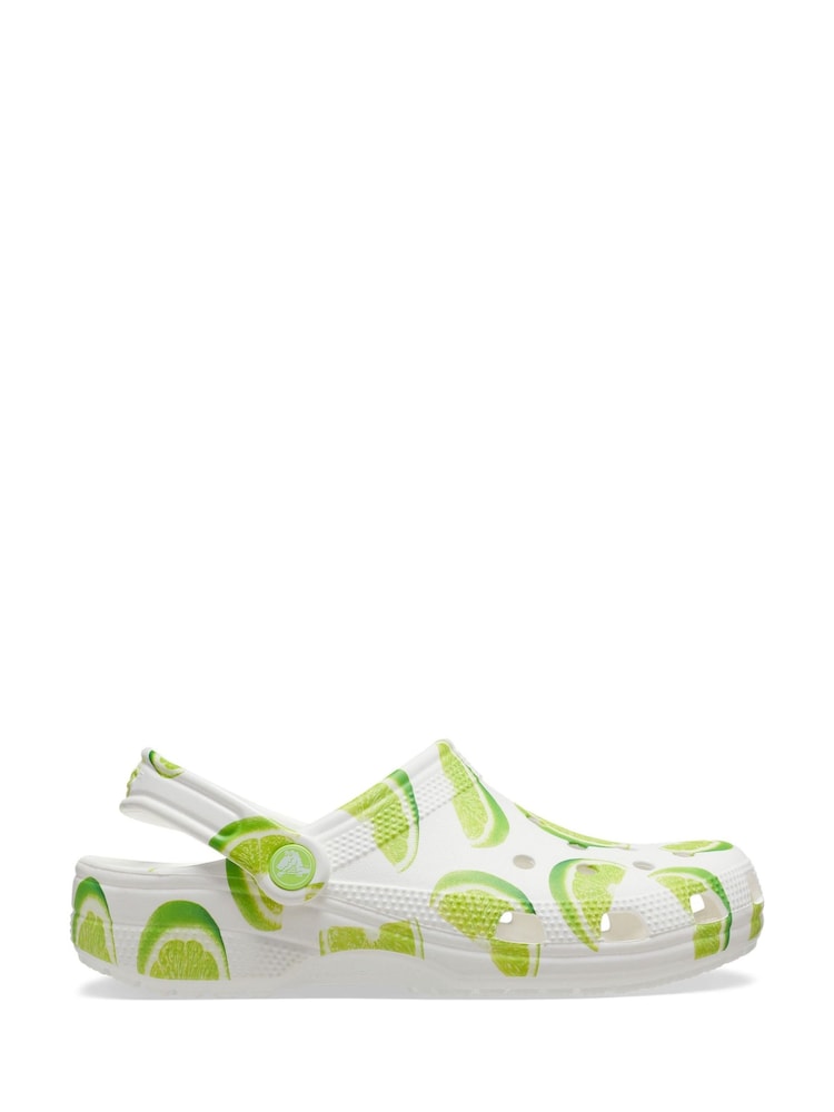 Crocs White Classic Graphic Clogs - Image 1 of 4