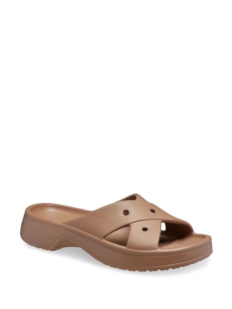 Crocs Brown Classic Cross Strap Sandals - Image 2 of 5