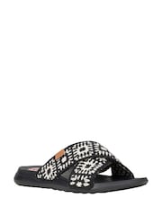 HEYDUDE Christi Slide Cottage Crochet Black Mules - Image 2 of 4