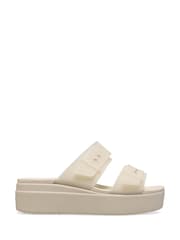 Crocs Cream Brooklyn Buckle Low Wedge Sandals - Image 1 of 5