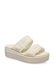 Crocs Cream Brooklyn Buckle Low Wedge Sandals - Image 2 of 5