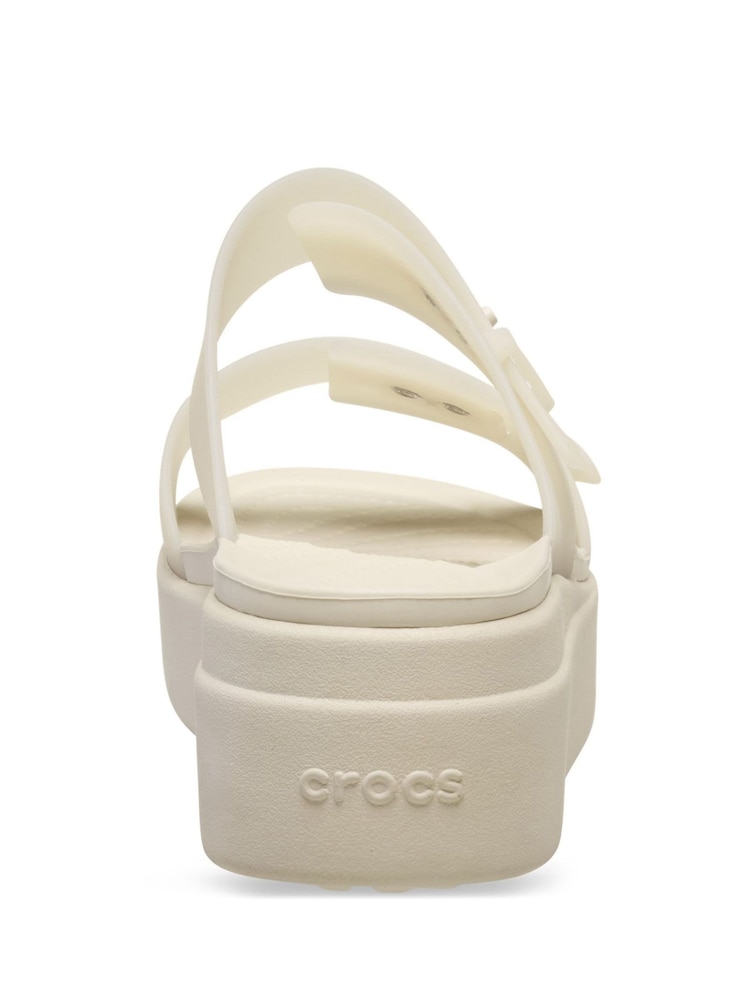 Buy Crocs Cream Brooklyn Buckle Low Wedge Sandals from Next USA display picture 1