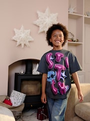 Charcoal Grey Oversized 100% Cotton Disney Lilo and Stitch T-Shirt (3-16yrs) - Image 3 of 4