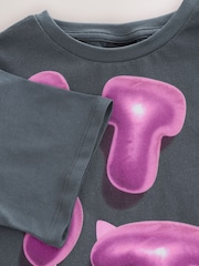 Charcoal Grey Oversized 100% Cotton Disney Lilo and Stitch T-Shirt (3-16yrs) - Image 7 of 8