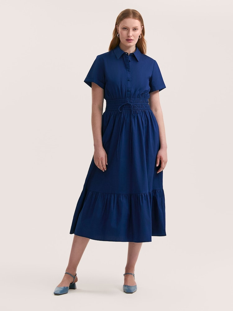 Finery Blue Penny Cotton Midi Shirt Dress - Image 1 of 4 Finery Blue Penny Cotton Midi Shirt Dress - Image 1 of 4