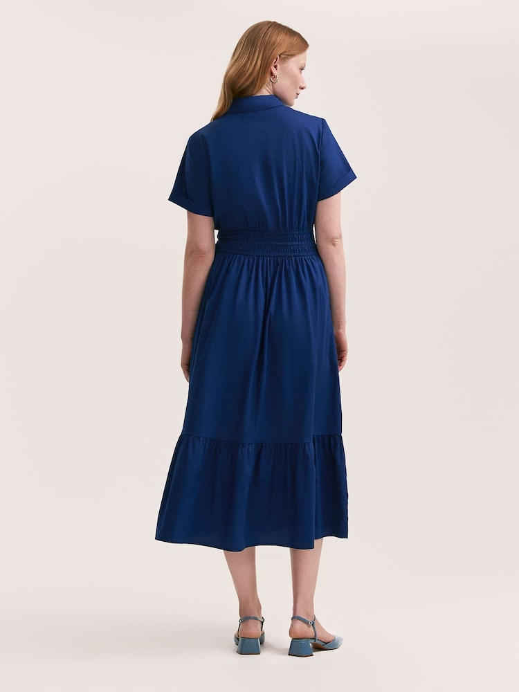 Finery Blue Penny Cotton Midi Shirt Dress - Image 2 of 4 Finery Blue Penny Cotton Midi Shirt Dress - Image 2 of 4
