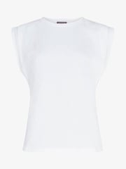 Mint Velvet White Extended Shoulder 100% Cotton T-Shirt - Image 2 of 3